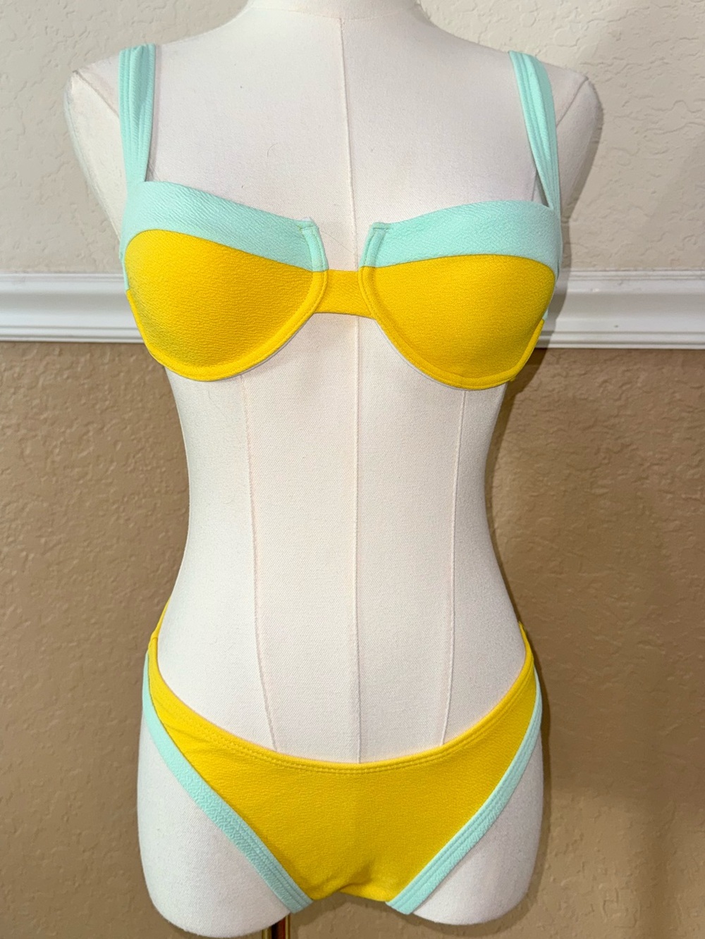 Yellow & Mint Two-Piece Bikini Set